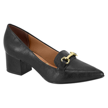 Vizzano 1220-378 Block Heel Pointy Toe Pump in Black Napa
